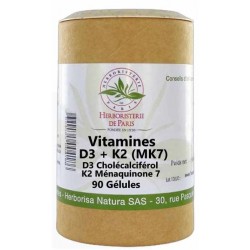 Vitamine D3 2000UI Vitamine K2 90 gélules Herboristerie de Paris