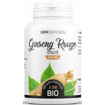 Ginseng Rouge Racine bio 300mg 200 gélules GPH Diffusion