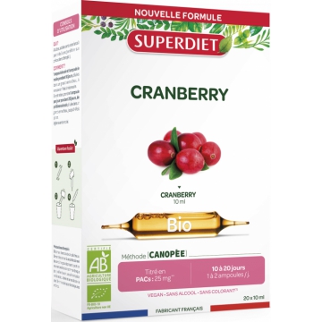 Cranberry bio 20 ampoules 10ml - Super Diet