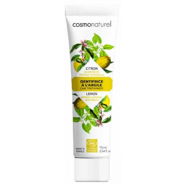 Dentifrice bio blanchissant argile citron 75ml - Cosmo Naturel